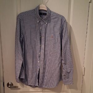 Ralph Lauren Navy and White Gingham Button-Down Shirt